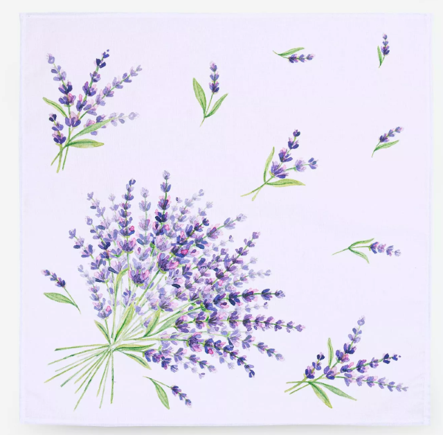 Provence print fabric tea towel (Bonnieux. Lavender blue)